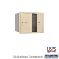 Thumbnail for 6 Door High Recessed Mounted 4C Horizontal Parcel Locker with 2 Parcel Lockers in Sandstone with USPS Access - Front Loading