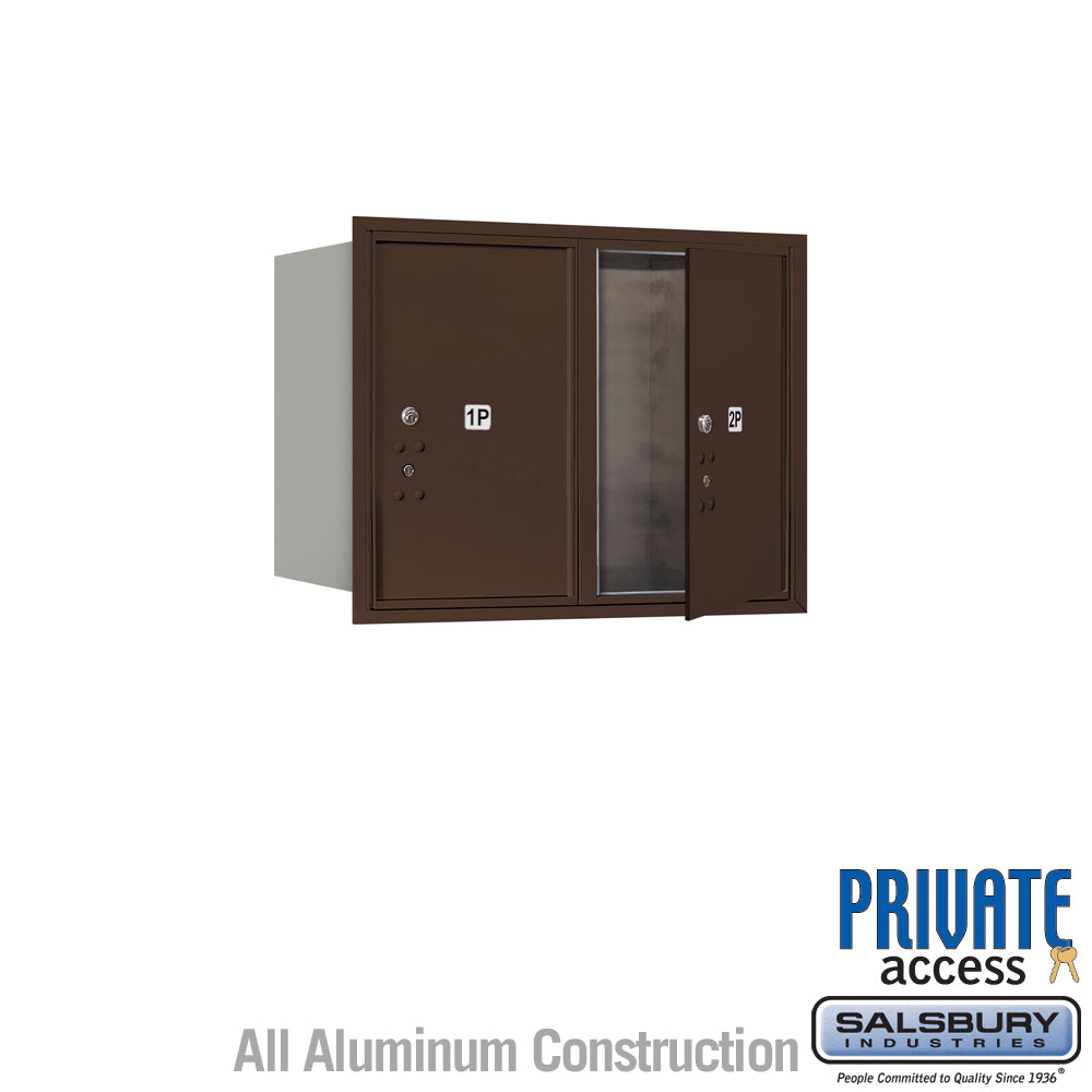 6 Door High Recessed Mounted 4C Horizontal Parcel Locker with 2 Parcel Lockers in Bronze with Private Access - Front Loading