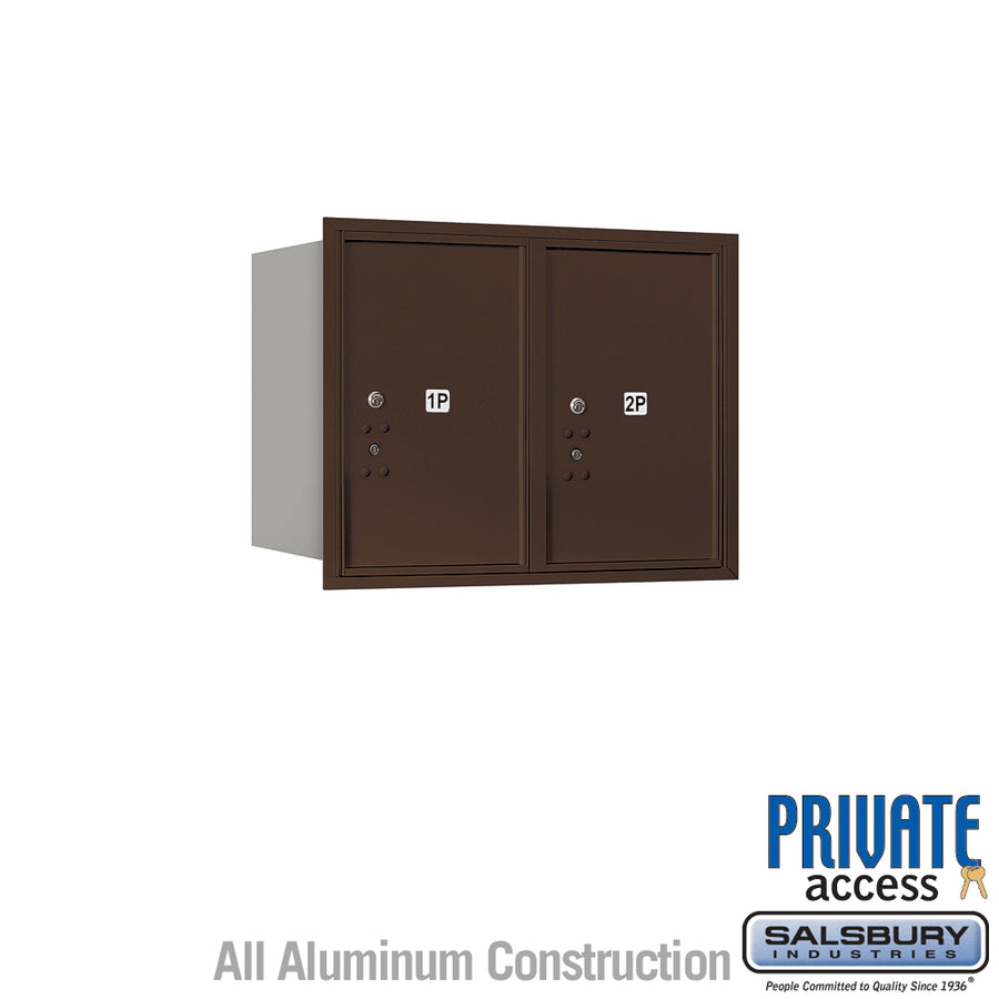 6 Door High Recessed Mounted 4C Horizontal Parcel Locker with 2 Parcel Lockers in Bronze with Private Access - Rear Loading