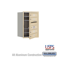 Thumbnail for 6 Door High Recessed Mounted 4C Horizontal Mailbox with 4 Doors in Sandstone with USPS Access - Front Loading