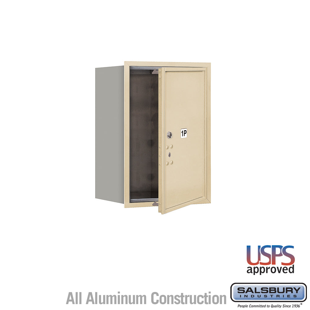 6 Door High Recessed Mounted 4C Horizontal Parcel Locker with 1 Parcel Locker in Sandstone with USPS Access - Front Loading