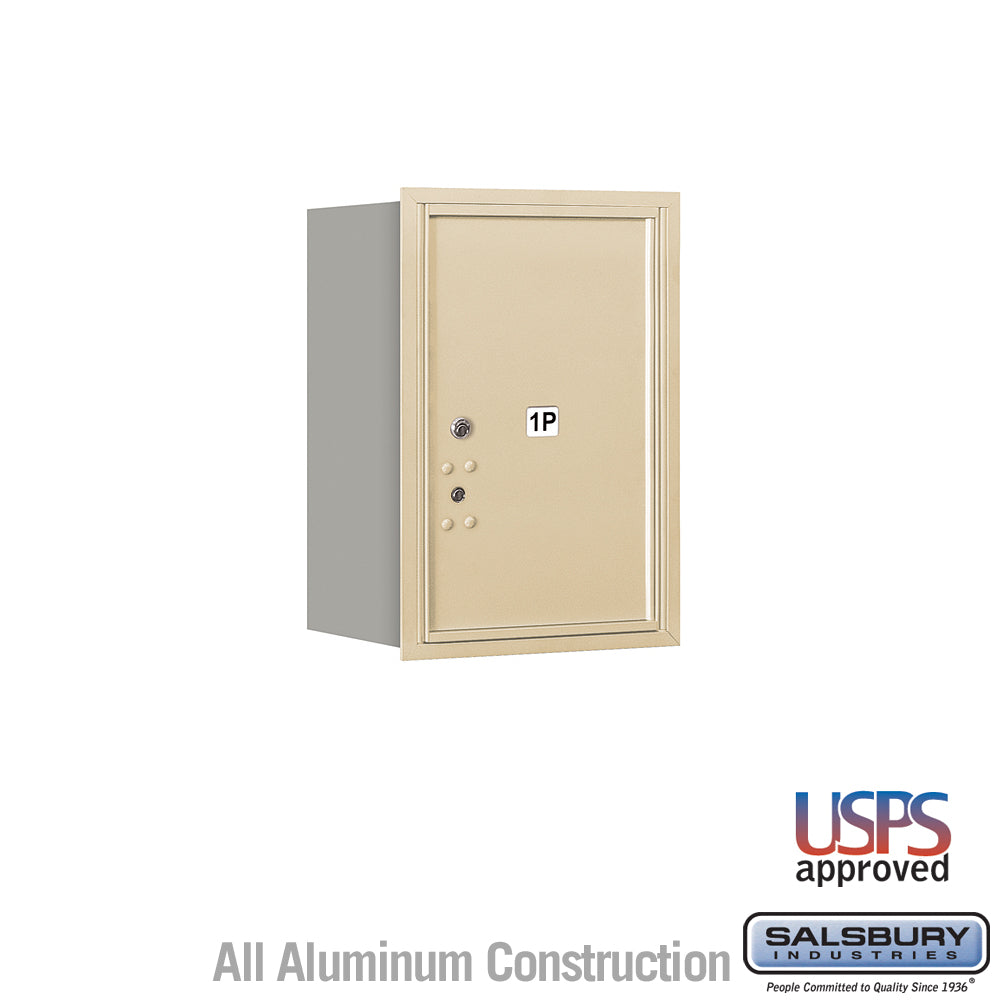 6 Door High Recessed Mounted 4C Horizontal Parcel Locker with 1 Parcel Locker in Sandstone with USPS Access - Rear Loading