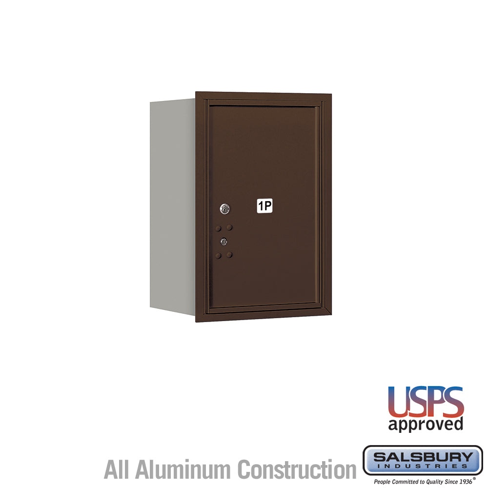 6 Door High Recessed Mounted 4C Horizontal Parcel Locker with 1 Parcel Locker in Bronze with USPS Access - Rear Loading