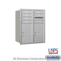 Thumbnail for 10 Door High Recessed Mounted 4C Horizontal Mailbox with 6 Doors and 2 Parcel Lockers in Aluminum with USPS Access - Rear Loading