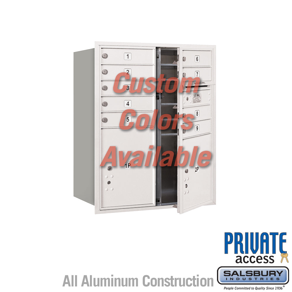 Recessed Mounted 4C Horizontal Mailbox (Includes Master Commercial Locks) - 10 Door High Unit (37 7/8 Inches) - Double Column - 9 MB1 Doors / 1 PL4.5 and 1 PL5 - Custom - Front Loading - Private Access