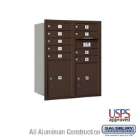 Thumbnail for 10 Door High Recessed Mounted 4C Horizontal Mailbox with 9 Doors and 2 Parcel Lockers in Bronze with USPS Access - Rear Loading