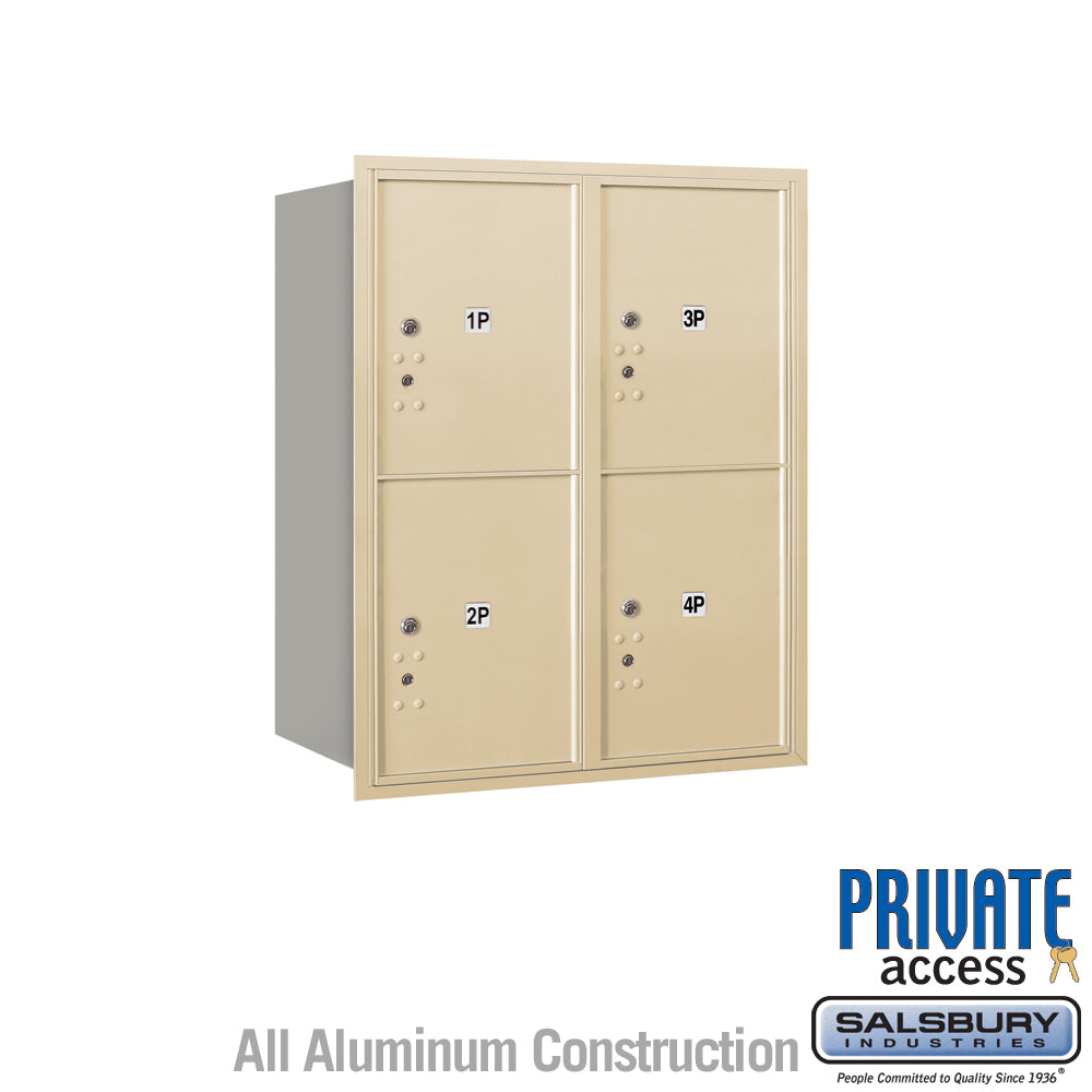 10 Door High Recessed Mounted 4C Horizontal Parcel Locker with 4 Parcel Lockers in Sandstone with Private Access - Rear Loading