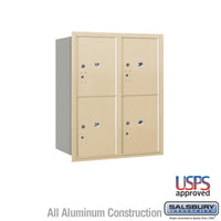 Thumbnail for 10 Door High Recessed Mounted 4C Horizontal Parcel Locker with 4 Parcel Lockers in Sandstone with USPS Access - Rear Loading