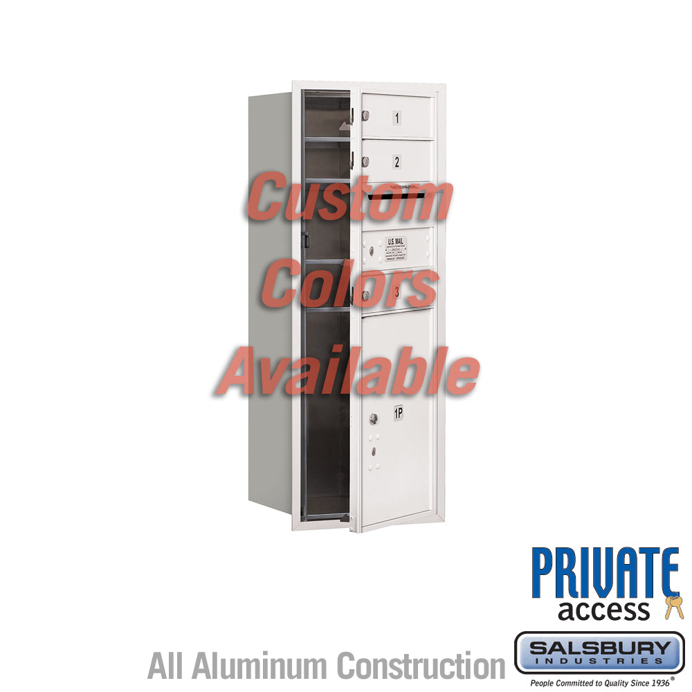 Recessed Mounted 4C Horizontal Mailbox (Includes Master Commercial Locks) - 10 Door High Unit (37 7/8 Inches) - Single Column - 3 MB1 Doors / 1 PL5 - Custom Color - Front Loading - Private Access