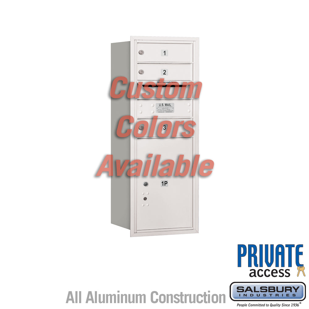 Recessed Mounted 4C Horizontal Mailbox (Includes Master Commercial Lock) - 10 Door High Unit (37 7/8 Inches) - Single Column - 3 MB1 Doors / 1 PL5 - Custom Color - Rear Loading - Private Access