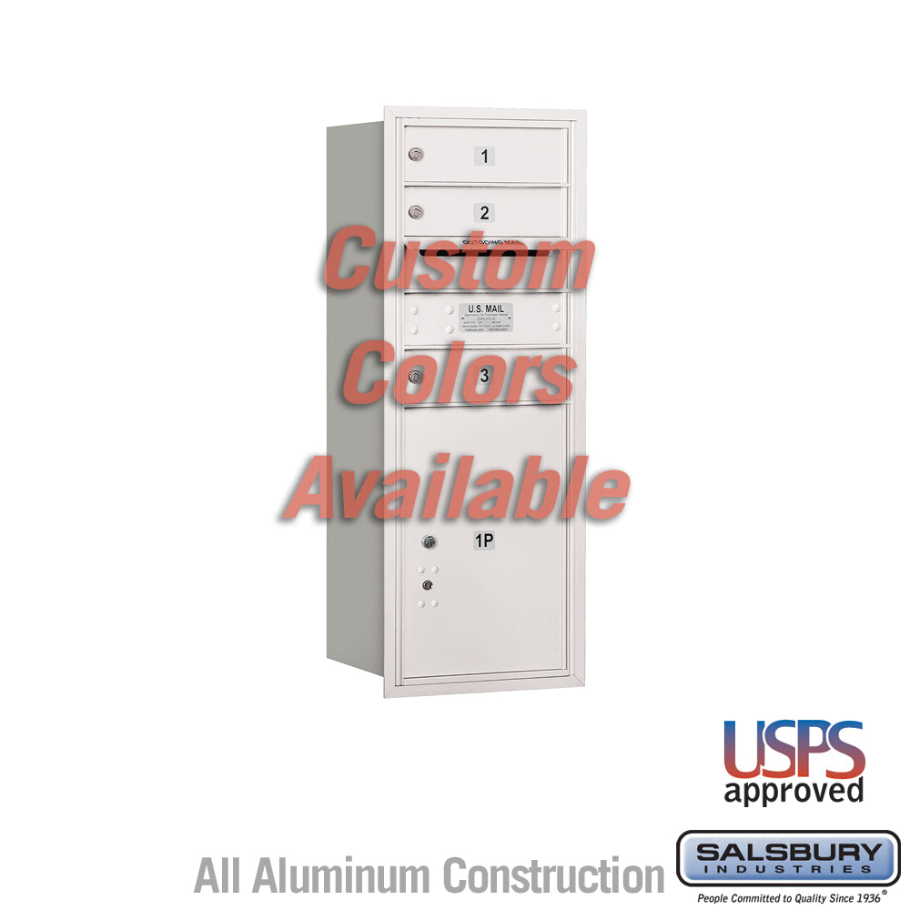 Recessed Mounted 4C Horizontal Mailbox - 10 Door High Unit (37 7/8 Inches) - Single Column - 3 MB1 Doors / 1 PL5 - Custom Color - Rear Loading - USPS Access