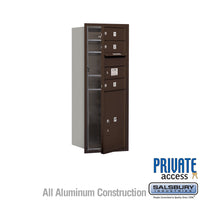 Thumbnail for 10 Door High Recessed Mounted 4C Horizontal Mailbox with 3 Doors and 1 Parcel Locker in Bronze with Private Access - Front Loading