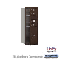 Thumbnail for 10 Door High Recessed Mounted 4C Horizontal Mailbox with 3 Doors and 1 Parcel Locker in Bronze with USPS Access - Front Loading