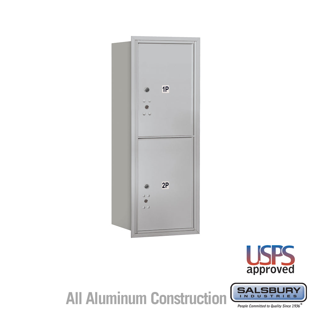 10 Door High Recessed Mounted 4C Horizontal Parcel Locker with 2 Parcel Lockers in Aluminum with USPS Access - Rear Loading