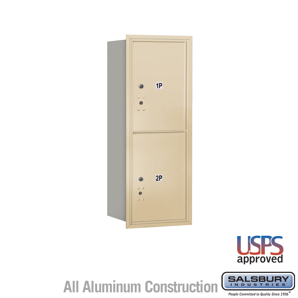 10 Door High Recessed Mounted 4C Horizontal Parcel Locker with 2 Parcel Lockers in Sandstone with USPS Access - Rear Loading