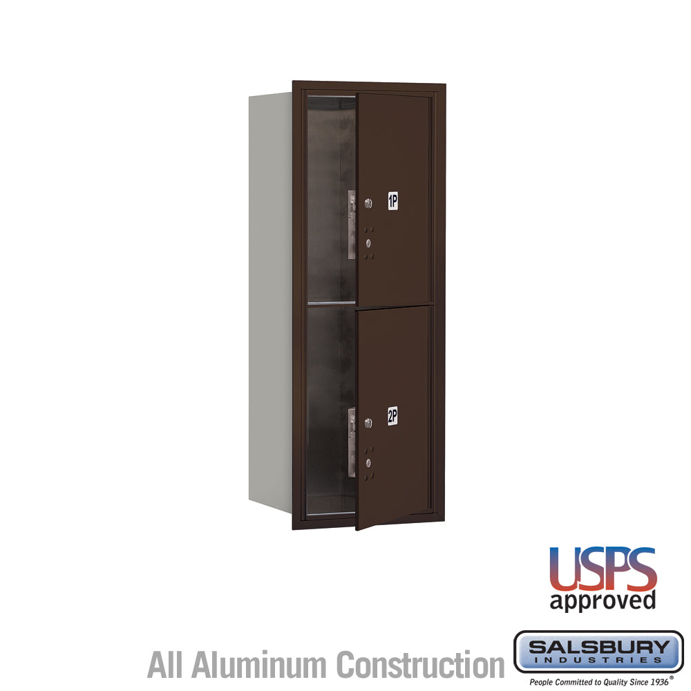 10 Door High Recessed Mounted 4C Horizontal Parcel Locker with 2 Parcel Lockers in Bronze with USPS Access - Front Loading