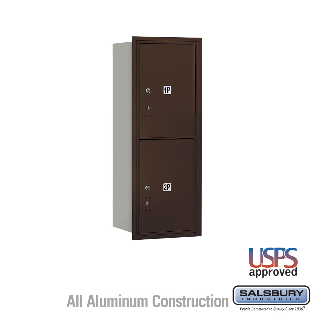 10 Door High Recessed Mounted 4C Horizontal Parcel Locker with 2 Parcel Lockers in Bronze with USPS Access - Rear Loading