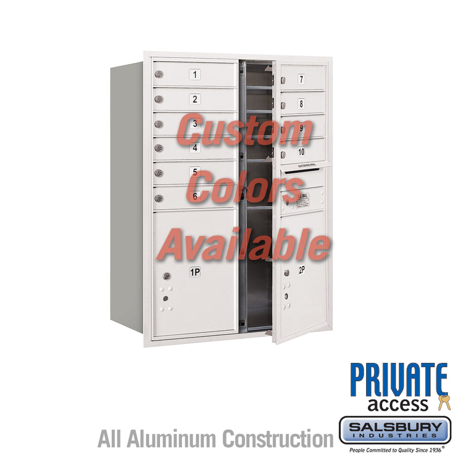 Recessed Mounted 4C Horizontal Mailbox (Includes Master Commercial Locks) - 11 Door High Unit (41 3/8 Inches) - Double Column - 10 MB1 Doors / 2 PL5s - Custom Color - Front Loading - Private Access
