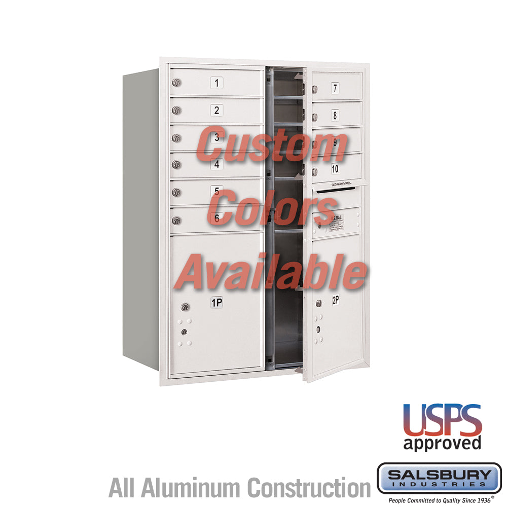 Recessed Mounted 4C Horizontal Mailbox - 11 Door High Unit (41 3/8 Inches) - Double Column - 10 MB1 Doors / 2 PL5s - Custom Color - Front Loading - USPS Access