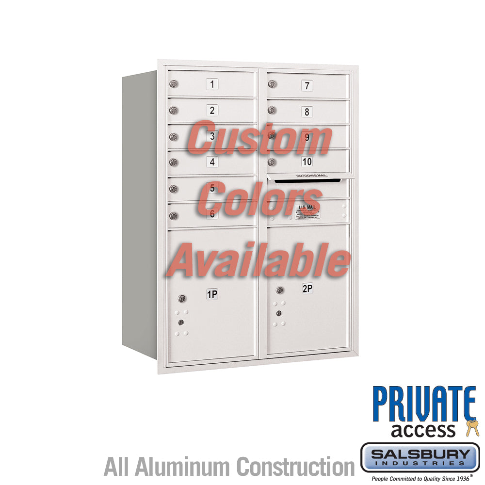 Recessed Mounted 4C Horizontal Mailbox (Includes Master Commercial Locks) - 11 Door High Unit (41 3/8 Inches) - Double Column - 10 MB1 Doors / 2 PL5s - Custom Color - Rear Loading - Private Access