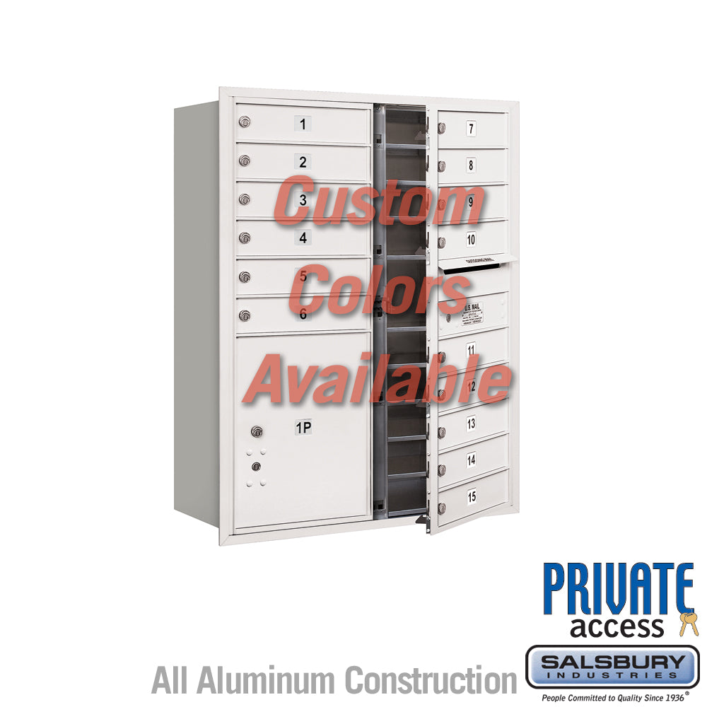 Recessed Mounted 4C Horizontal Mailbox (Includes Master Commercial Locks) - 11 Door High Unit (41 3/8 Inches) - Double Column - 15 MB1 Doors / 1 PL5 - Custom Color - Front Loading - Private Access