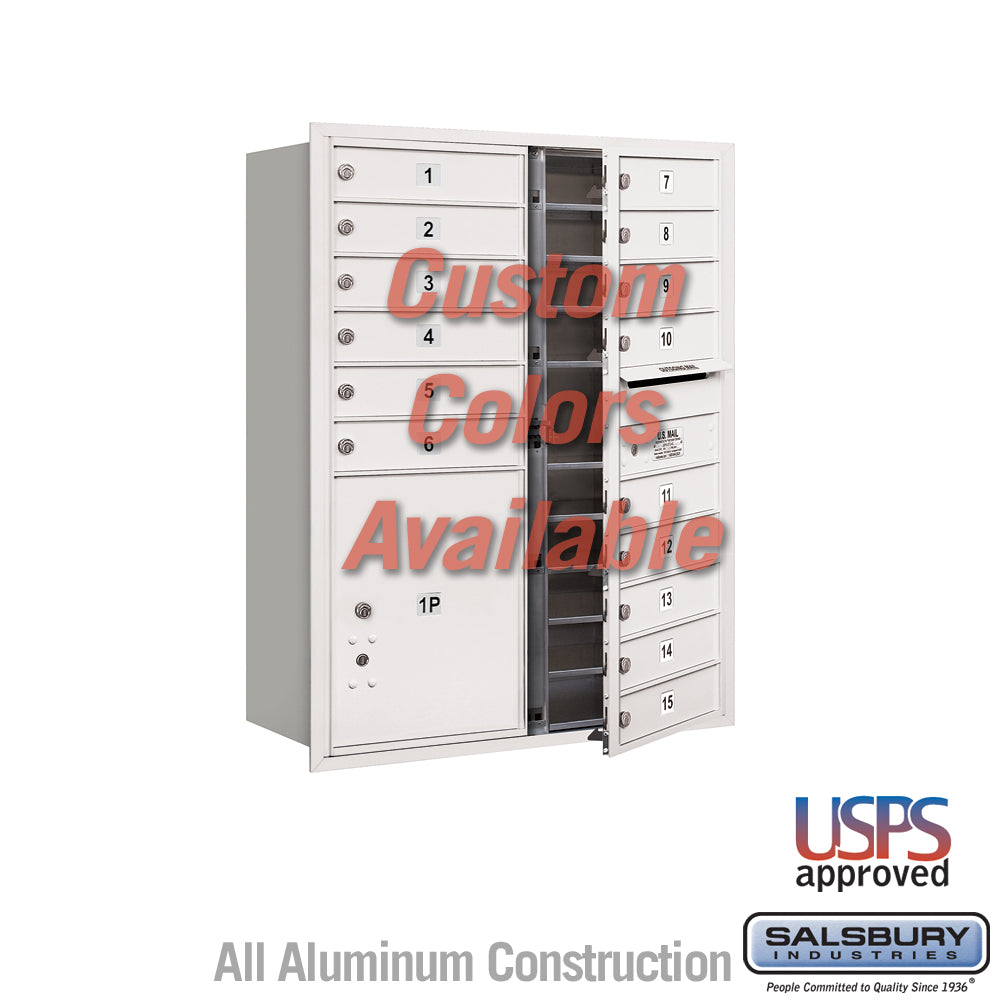 Recessed Mounted 4C Horizontal Mailbox - 11 Door High Unit (41 3/8 Inches) - Double Column - 15 MB1 Doors / 1 PL5 - Custom Color - Front Loading - USPS Access