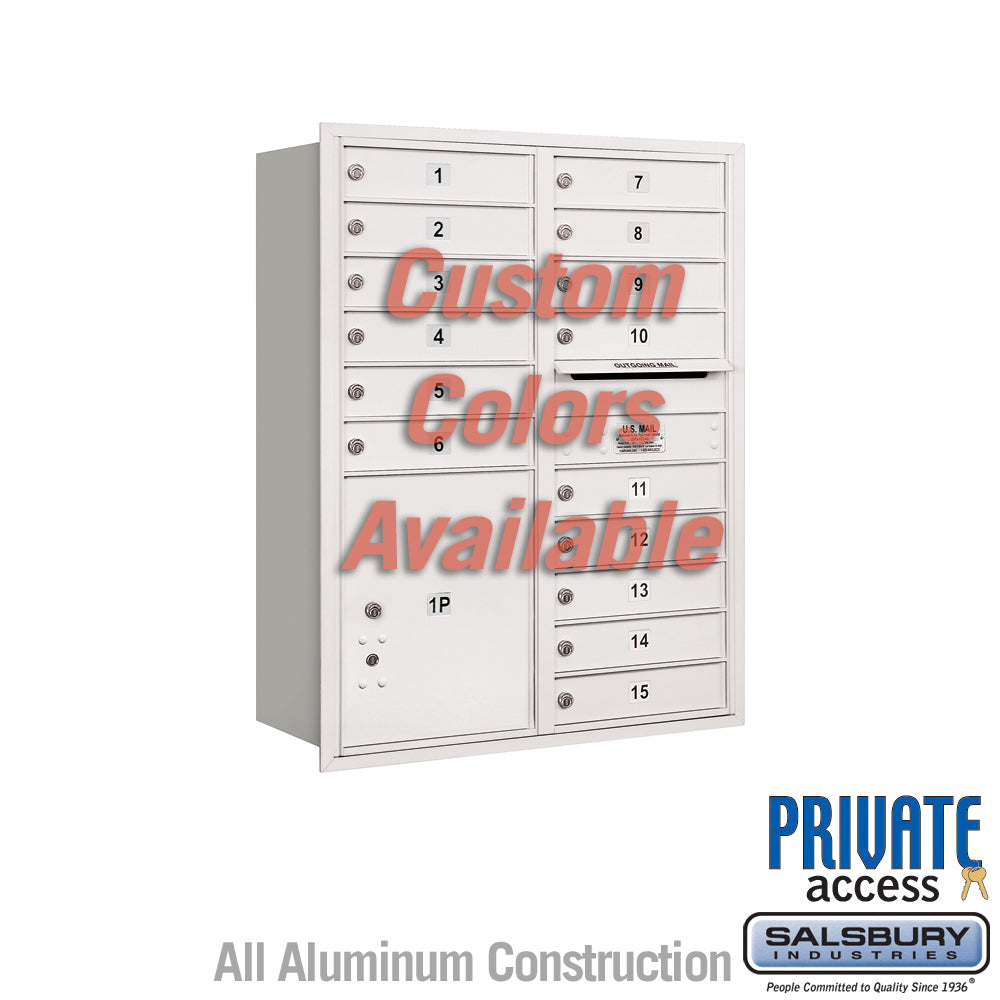 Recessed Mounted 4C Horizontal Mailbox (Includes Master Commercial Lock) - 11 Door High Unit (41 3/8 Inches) - Double Column - 15 MB1 Doors / 1 PL5 - Custom Color - Rear Loading - Private Access