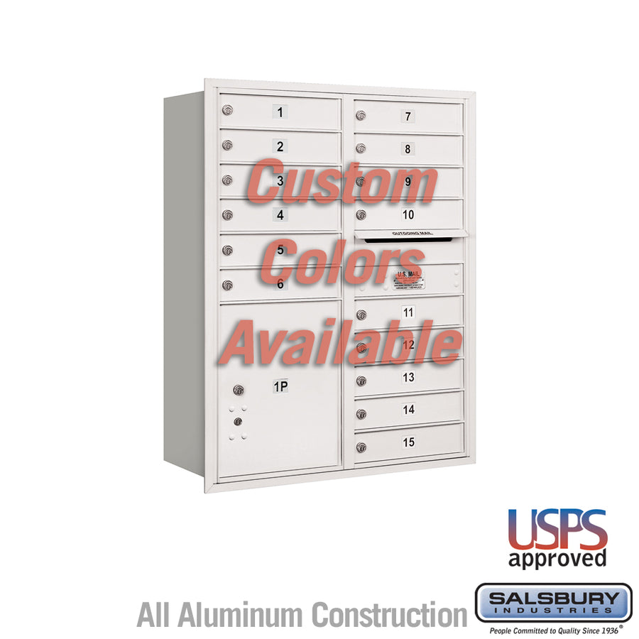 Recessed Mounted 4C Horizontal Mailbox - 11 Door High Unit (41 3/8 Inches) - Double Column - 15 MB1 Doors / 1 PL5 - Custom Color - Rear Loading - USPS Access