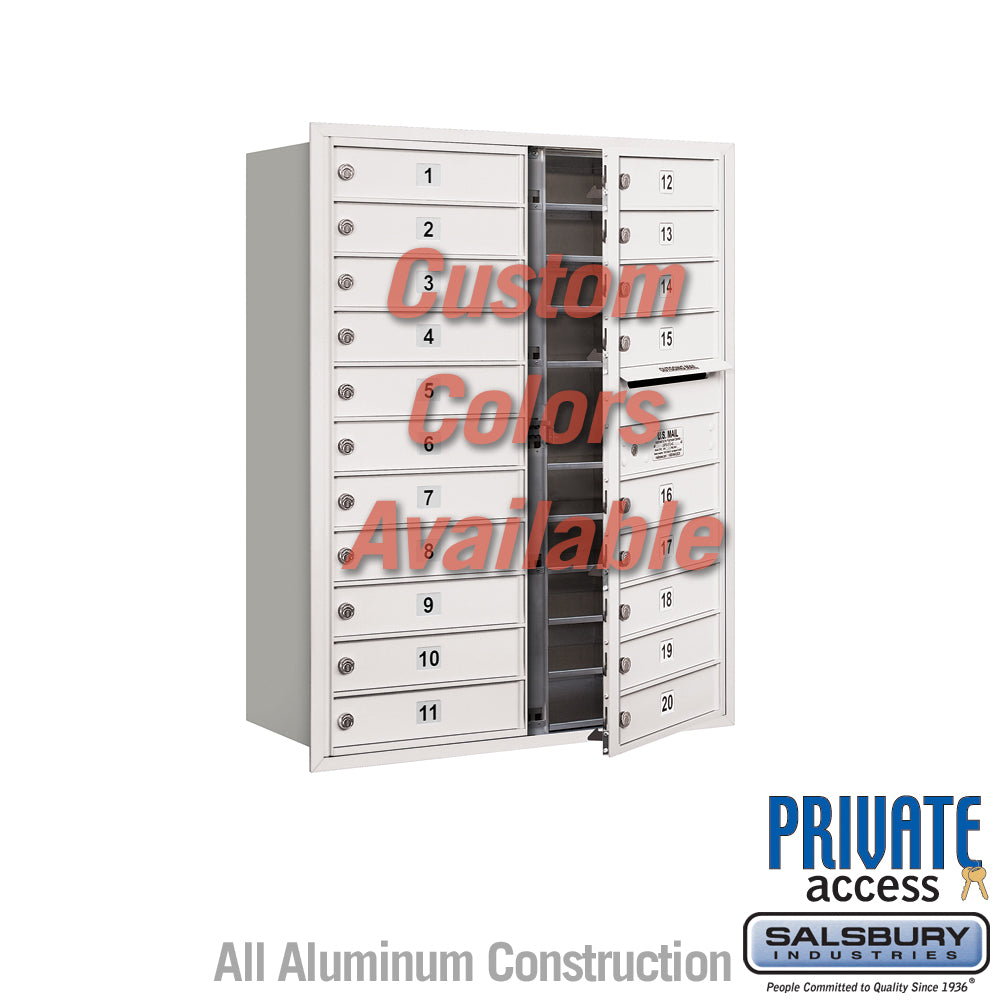 Recessed Mounted 4C Horizontal Mailbox (Includes Master Commercial Lock) - 11 Door High Unit (41 3/8 Inches) - Double Column - 20 MB1 Doors - Custom Color - Front Loading - Private Access