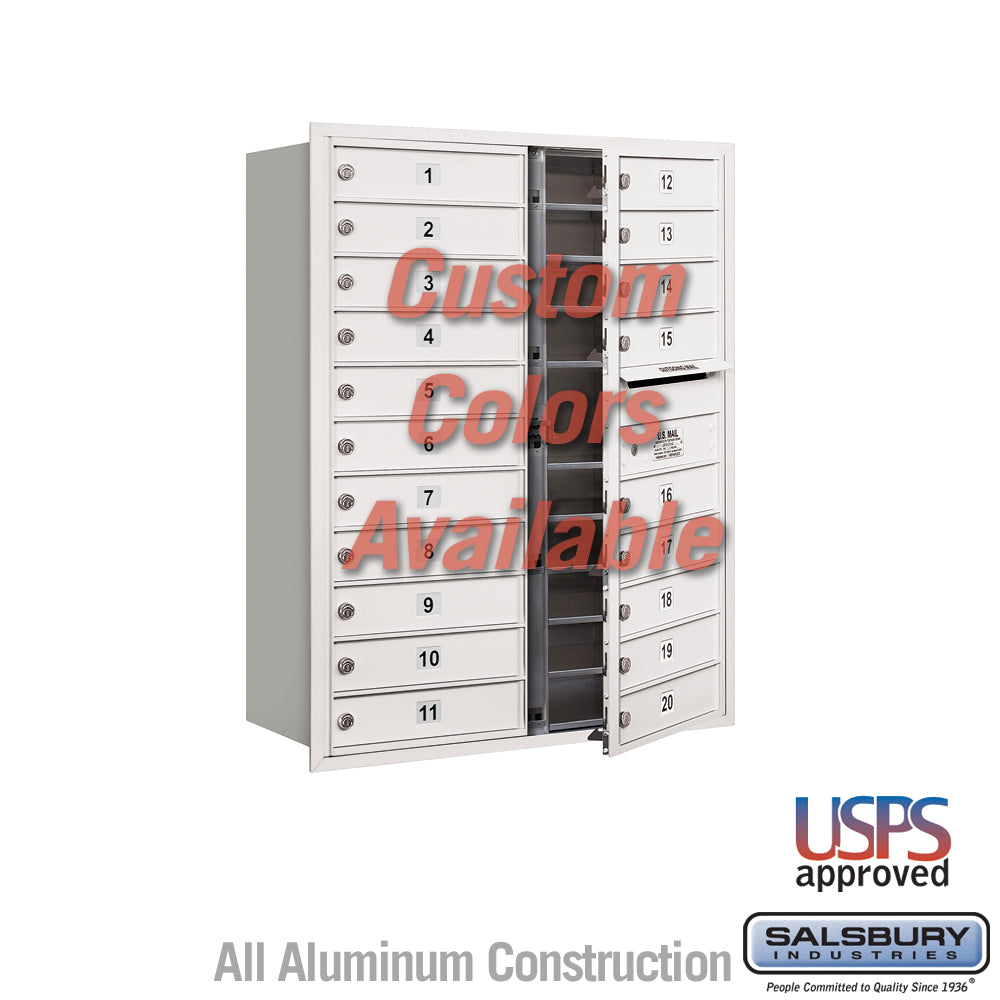 Recessed Mounted 4C Horizontal Mailbox - 11 Door High Unit (41 3/8 Inches) - Double Column - 20 MB1 Doors - Custom Color - Front Loading - USPS Access