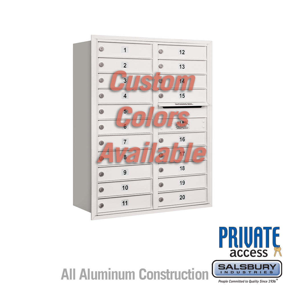 Recessed Mounted 4C Horizontal Mailbox - 11 Door High Unit (41 3/8 Inches) - Double Column - 20 MB1 Doors - Custom Color - Rear Loading - Private Access