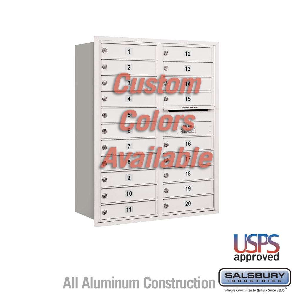 Recessed Mounted 4C Horizontal Mailbox - 11 Door High Unit (41 3/8 Inches) - Double Column - 20 MB1 Doors - Custom Color - Rear Loading - USPS Access