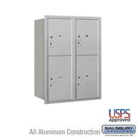 Thumbnail for 11 Door High Recessed Mounted 4C Horizontal Parcel Locker with 4 Parcel Lockers in Aluminum with USPS Access - Rear Loading