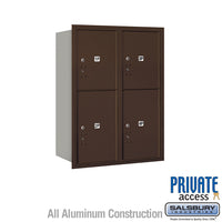 Thumbnail for 11 Door High Recessed Mounted 4C Horizontal Parcel Locker with 4 Parcel Lockers in Bronze with Private Access - Rear Loading