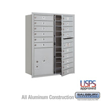 Thumbnail for 11 Door High Recessed Mounted 4C Horizontal Mailbox with 15 Doors and 1 Parcel Locker in Aluminum with USPS Access - Front Loading