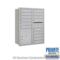 Thumbnail for 11 Door High Recessed Mounted 4C Horizontal Mailbox with 15 Doors and 1 Parcel Locker in Aluminum with Private Access - Rear Loading