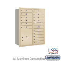 Thumbnail for 11 Door High Recessed Mounted 4C Horizontal Mailbox with 15 Doors and 1 Parcel Locker in Sandstone with USPS Access - Rear Loading