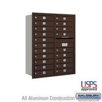 Thumbnail for 11 Door High Recessed Mounted 4C Horizontal Mailbox with 20 Doors in Bronze with USPS Access - Rear Loading