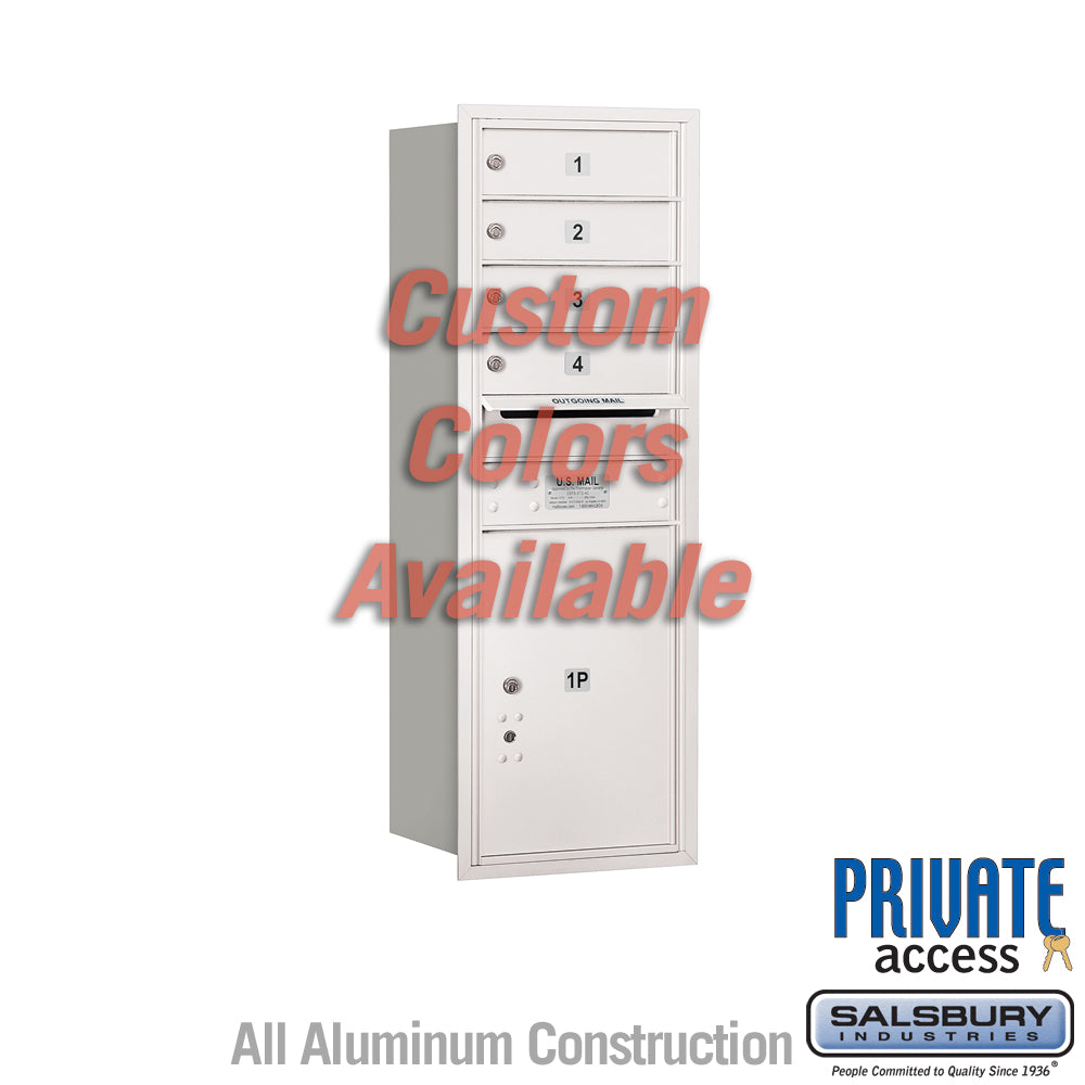 Recessed Mounted 4C Horizontal Mailbox (Includes Master Commercial Lock) - 11 Door High Unit (41 3/8 Inches) - Single Column - 4 MB1 Doors / 1 PL5 - Custom Color - Rear Loading - Private Access