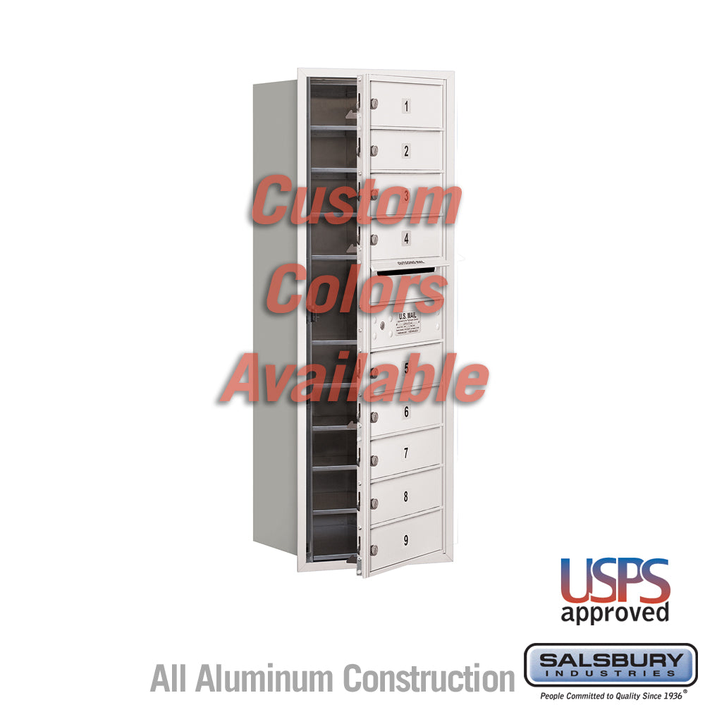 Recessed Mounted 4C Horizontal Mailbox - 11 Door High Unit (41 3/8 Inches) - Single Column - 9 MB1 Doors - Custom Color - Front Loading - USPS Access