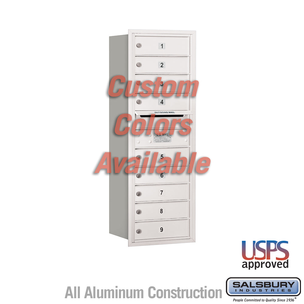 Recessed Mounted 4C Horizontal Mailbox - 11 Door High Unit (41 3/8 Inches) - Single Column - 9 MB1 Doors - Custom Color - Rear Loading - USPS Access