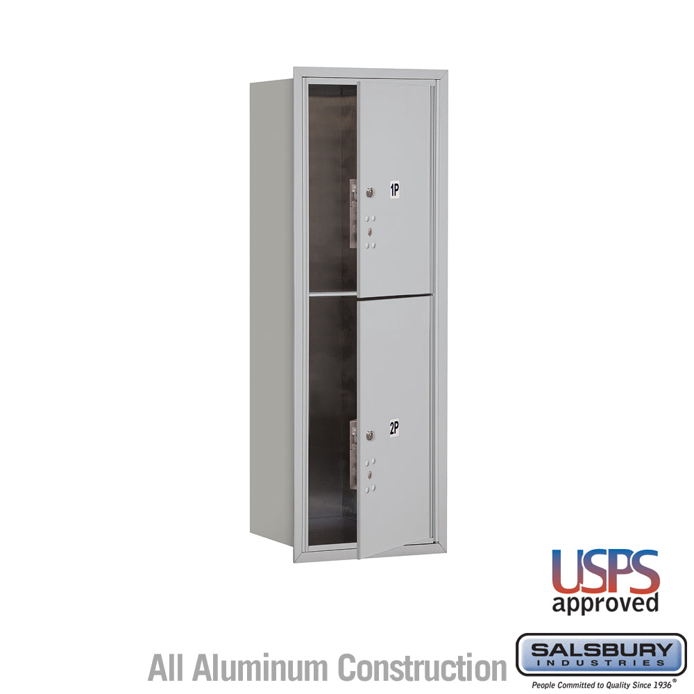 11 Door High Recessed Mounted 4C Horizontal Parcel Locker with 2 Parcel Lockers in Aluminum with USPS Access - Front Loading