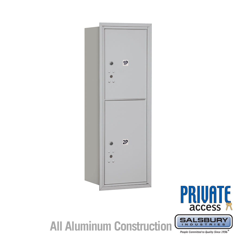 11 Door High Recessed Mounted 4C Horizontal Parcel Locker with 2 Parcel Lockers in Aluminum with Private Access - Rear Loading