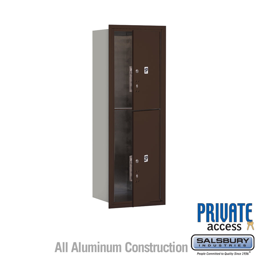 11 Door High Recessed Mounted 4C Horizontal Parcel Locker with 2 Parcel Lockers in Bronze with Private Access - Front Loading