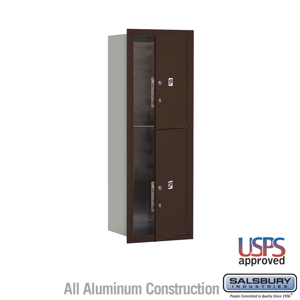 11 Door High Recessed Mounted 4C Horizontal Parcel Locker with 2 Parcel Lockers in Bronze with USPS Access - Front Loading