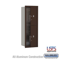 Thumbnail for 11 Door High Recessed Mounted 4C Horizontal Parcel Locker with 2 Parcel Lockers in Bronze with USPS Access - Front Loading