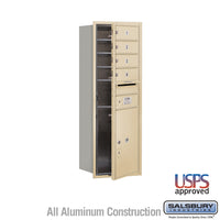 Thumbnail for 11 Door High Recessed Mounted 4C Horizontal Mailbox with 4 Doors and 1 Parcel Locker in Sandstone with USPS Access - Front Loading