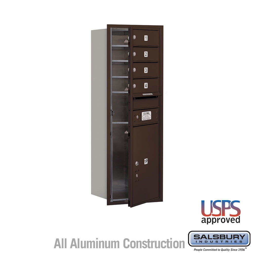 11 Door High Recessed Mounted 4C Horizontal Mailbox with 4 Doors and 1 Parcel Locker in Bronze with USPS Access - Front Loading