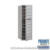 Thumbnail for 11 Door High Recessed Mounted 4C Horizontal Mailbox with 9 Doors in Aluminum with Private Access - Front Loading