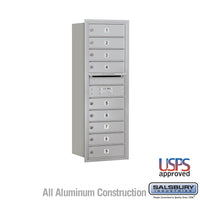 Thumbnail for 11 Door High Recessed Mounted 4C Horizontal Mailbox with 9 Doors in Aluminum with USPS Access - Rear Loading